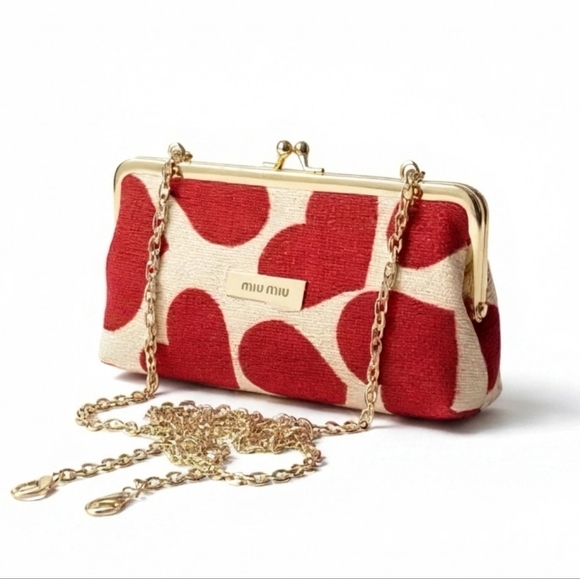 Miu Miu Red Heart Clutch/Crossbody Pochette - Picture 3 of 5